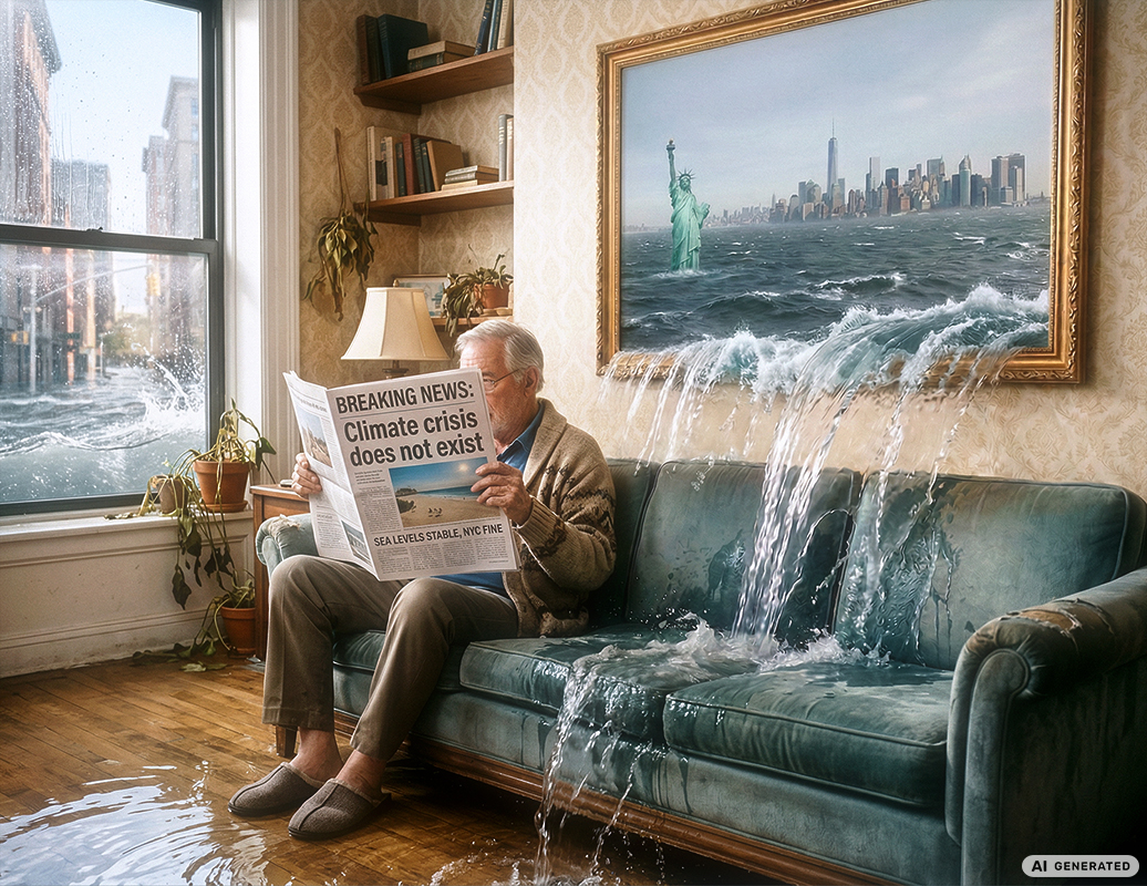 Klimawandel-Satire, KI-generiert