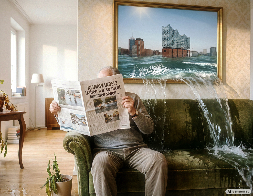 Klimawandel-Satire, KI-generiert