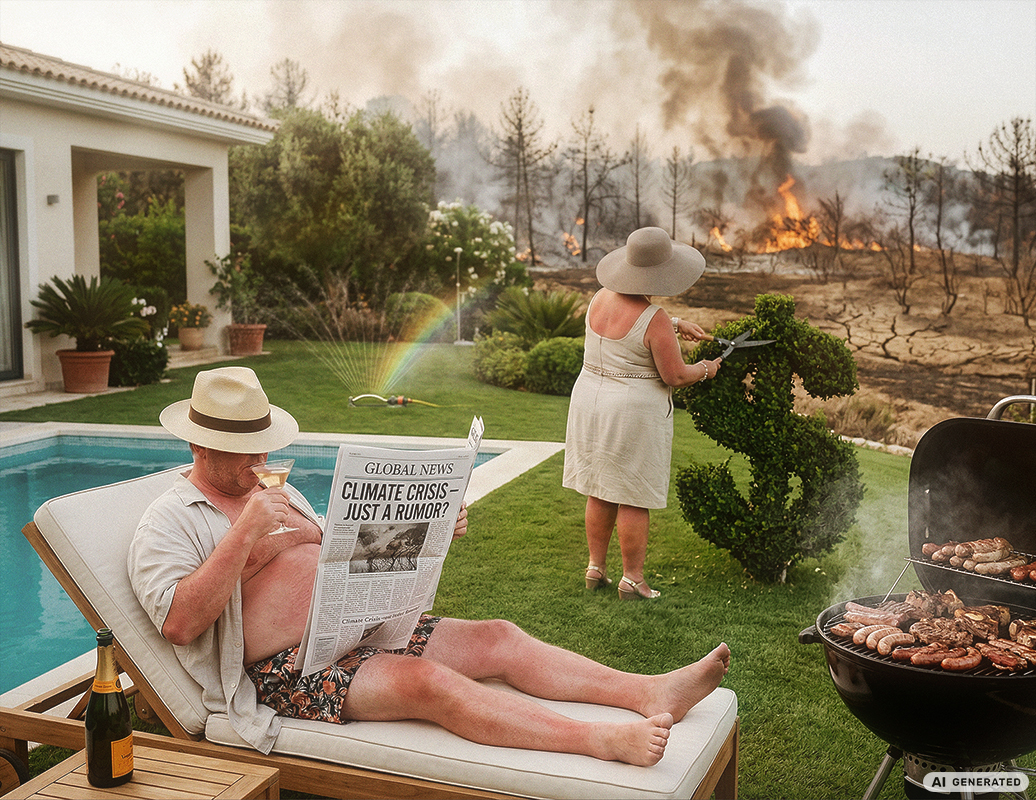 Klimawandel-Satire, KI-generiert