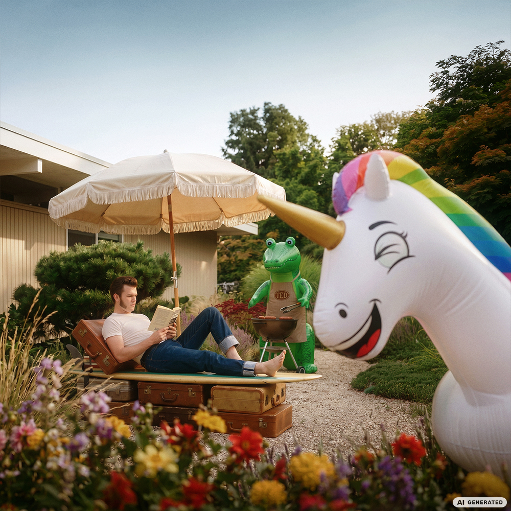 Ferienzeit schöne Zeit, KI-generiert